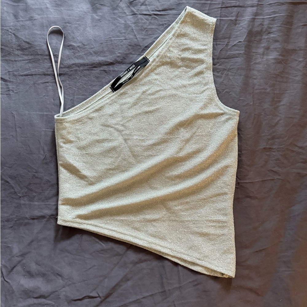 Silence + Noise One-Shoulder Cream Top